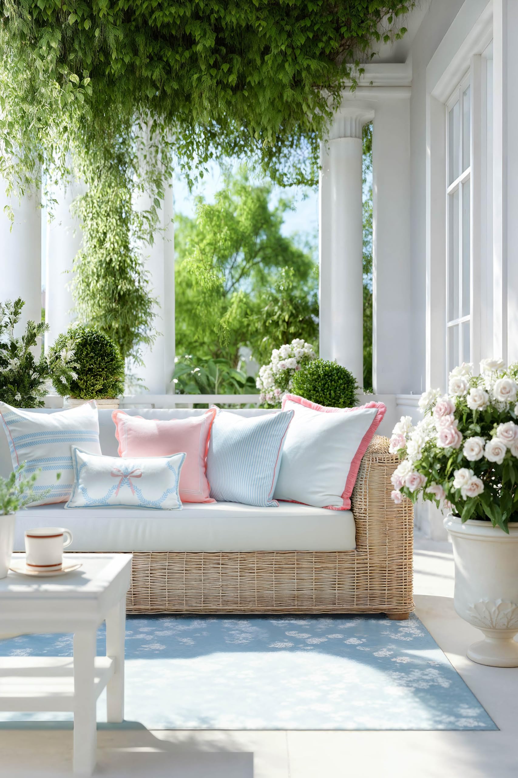 Hofdeco Premium back view displaying identical stripe pattern, ensures reversible styling