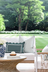 Hofdeco Premium close-up of piping and polyester texture for durable finish