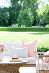 Hofdeco Premium close-up of blush pink piping and weather-resistant fabric for durable refined detail
