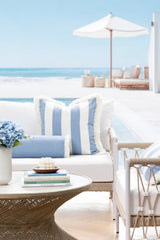 Hofdeco Premium close-up of woven texture and fringe, highlighting durable solution-dyed acrylic