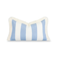 Hofdeco Premium front view azure blue striped cover showing coastal style and weather resistance