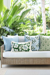Hofdeco Premium fabric texture detail highlights weather-resistant polyester and soft hand