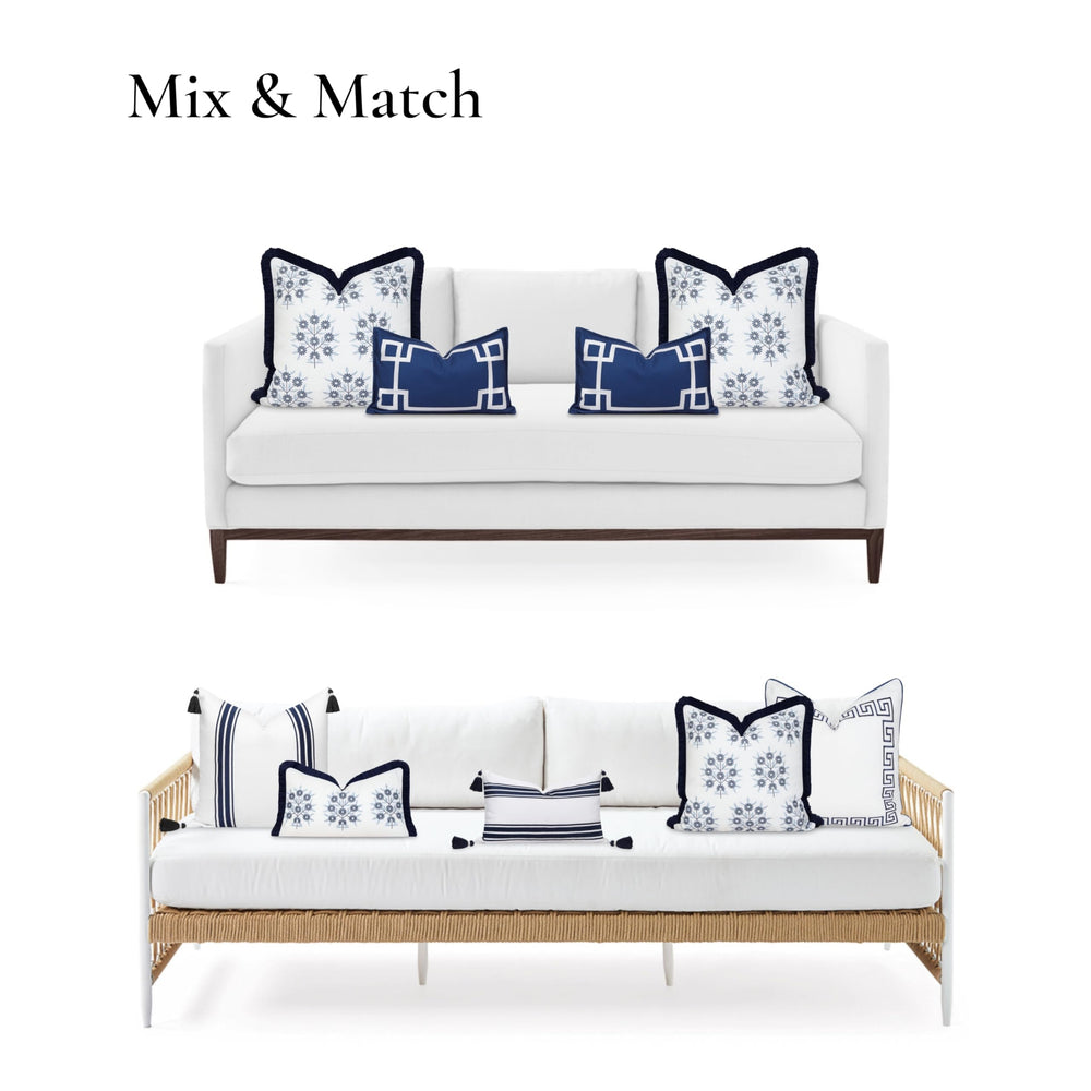Hofdeco Premium navy fringe edge detail adding tactile interest and casual coastal charm
