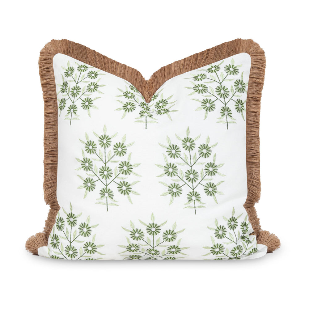 hofdeco premium front view showing embroidered floral and fringe, adds coastal charm