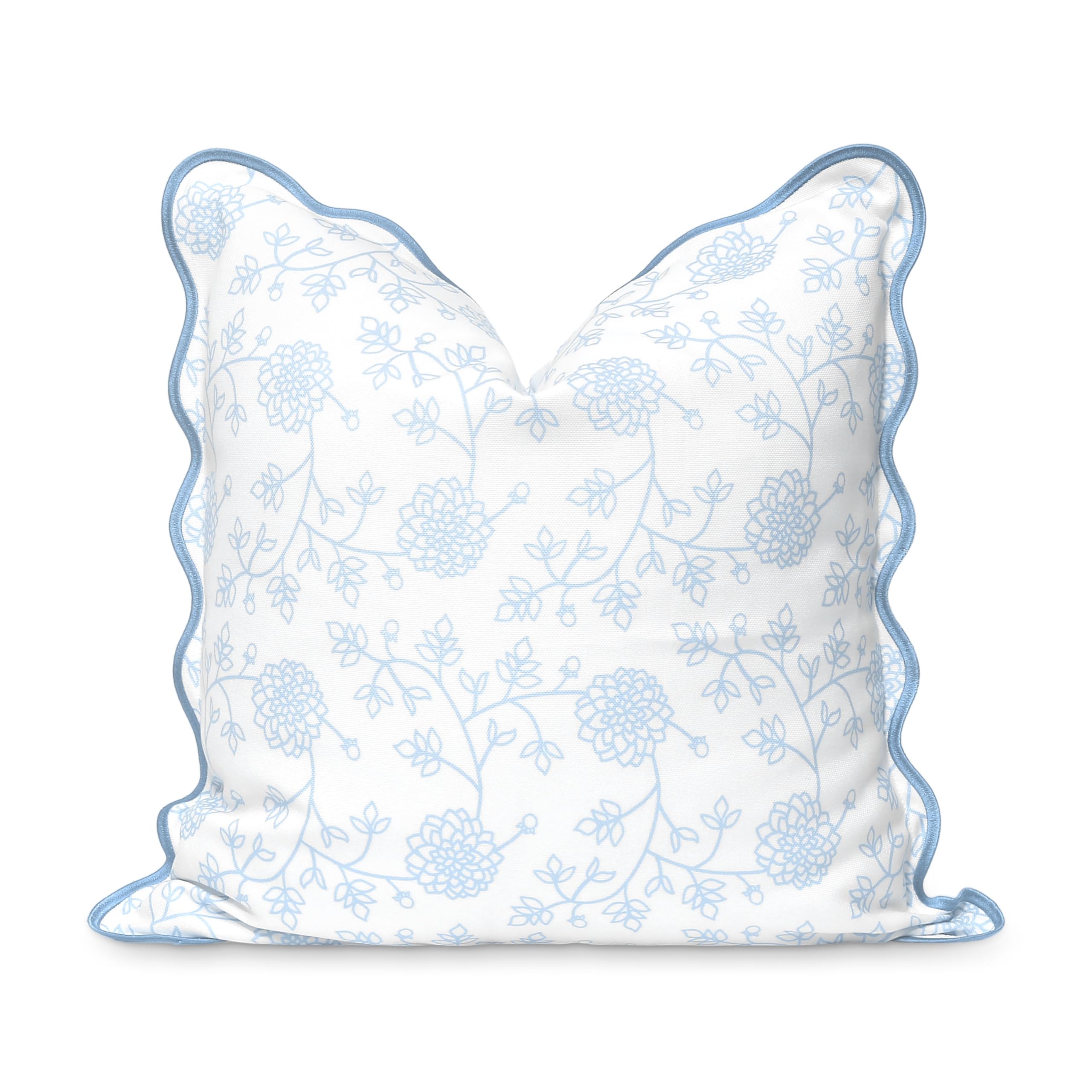 Hofdeco Premium front view of baby blue dahlia pillow cover for coastal style