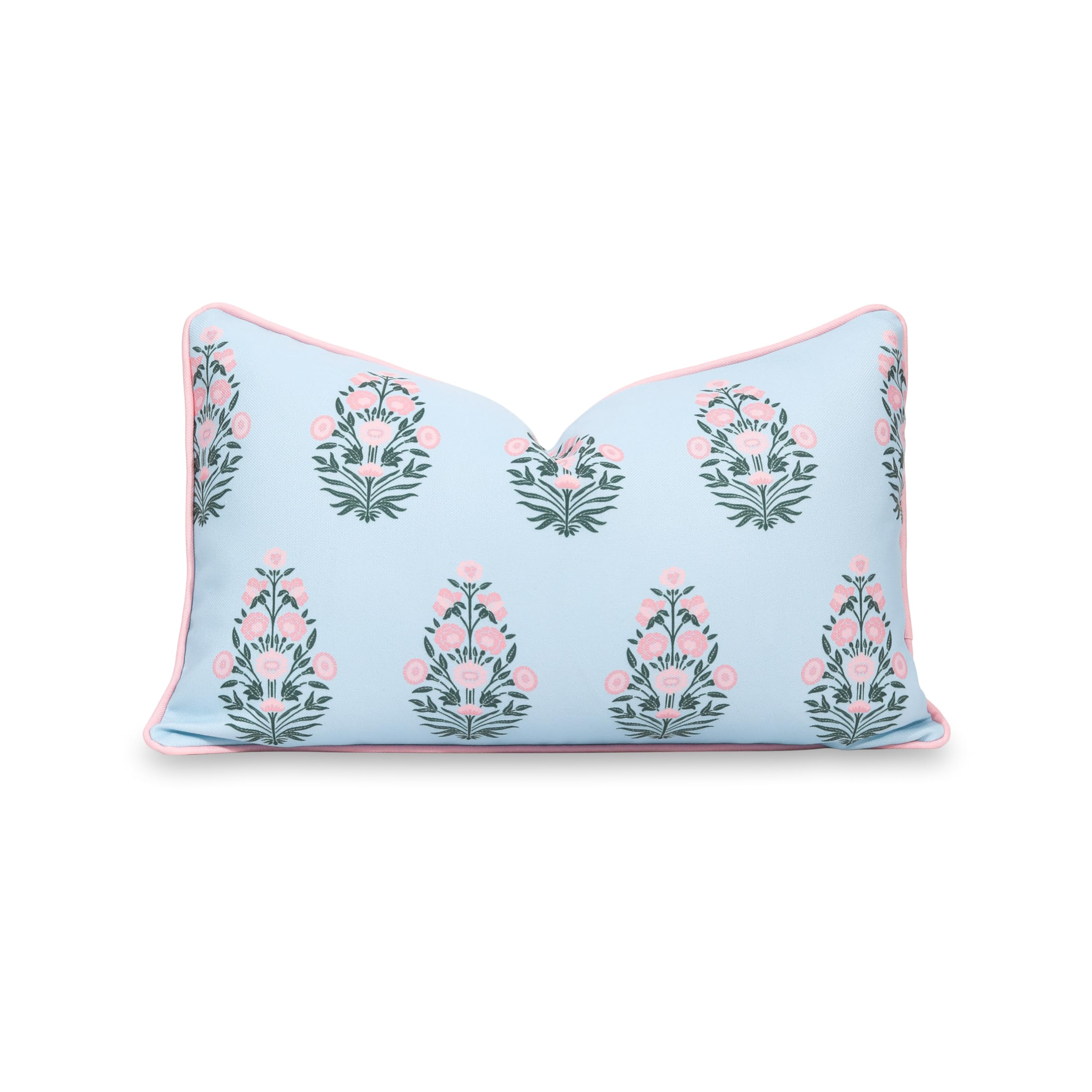 Hofdeco Premium front view showing baby blue floral cover benefit: coastal style