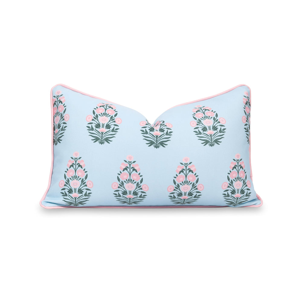 Hofdeco Premium front view showing baby blue floral cover benefit: coastal style
