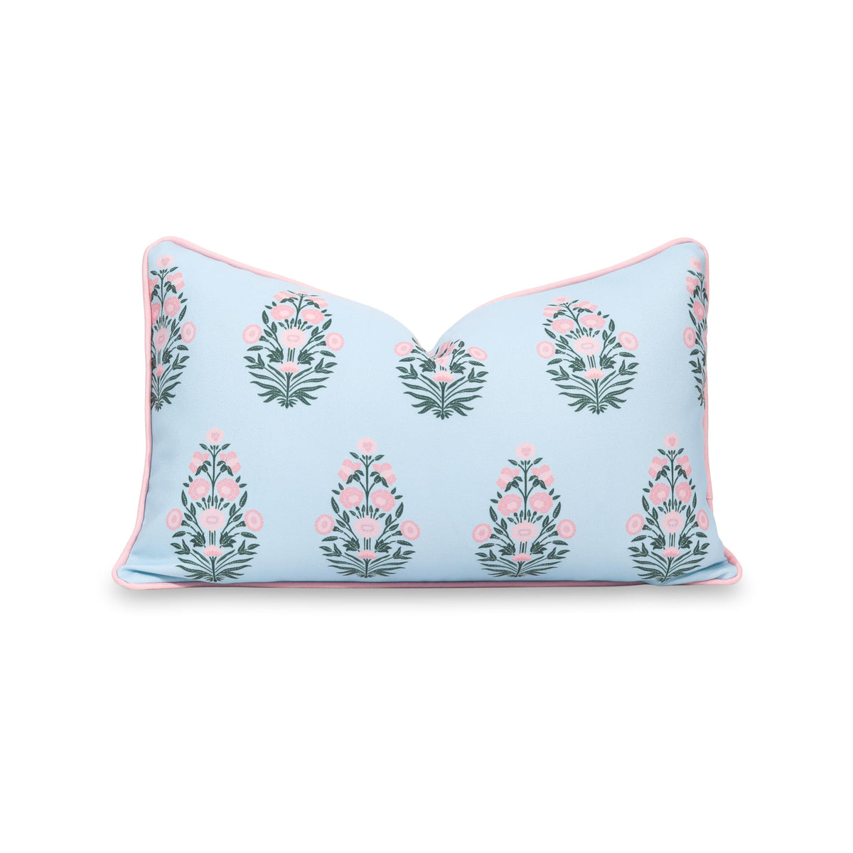 Hofdeco Premium front view showing baby blue floral cover benefit: coastal style