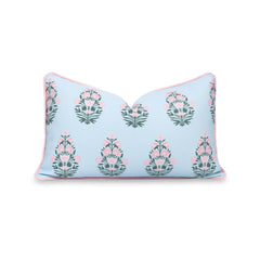 Hofdeco Premium front view showing baby blue floral cover benefit: coastal style