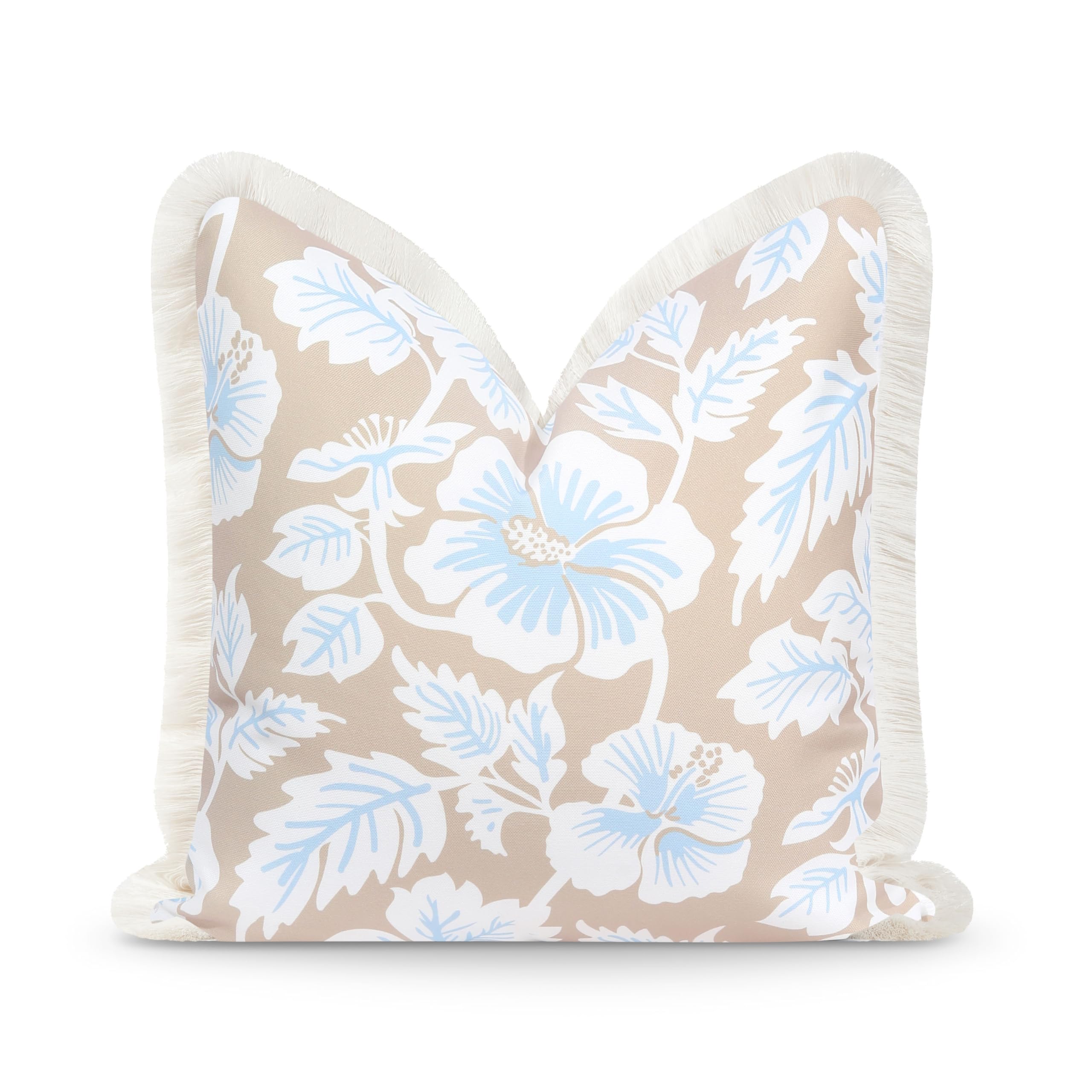 Hofdeco Premium front view showing baby blue hibiscus print and coastal appeal