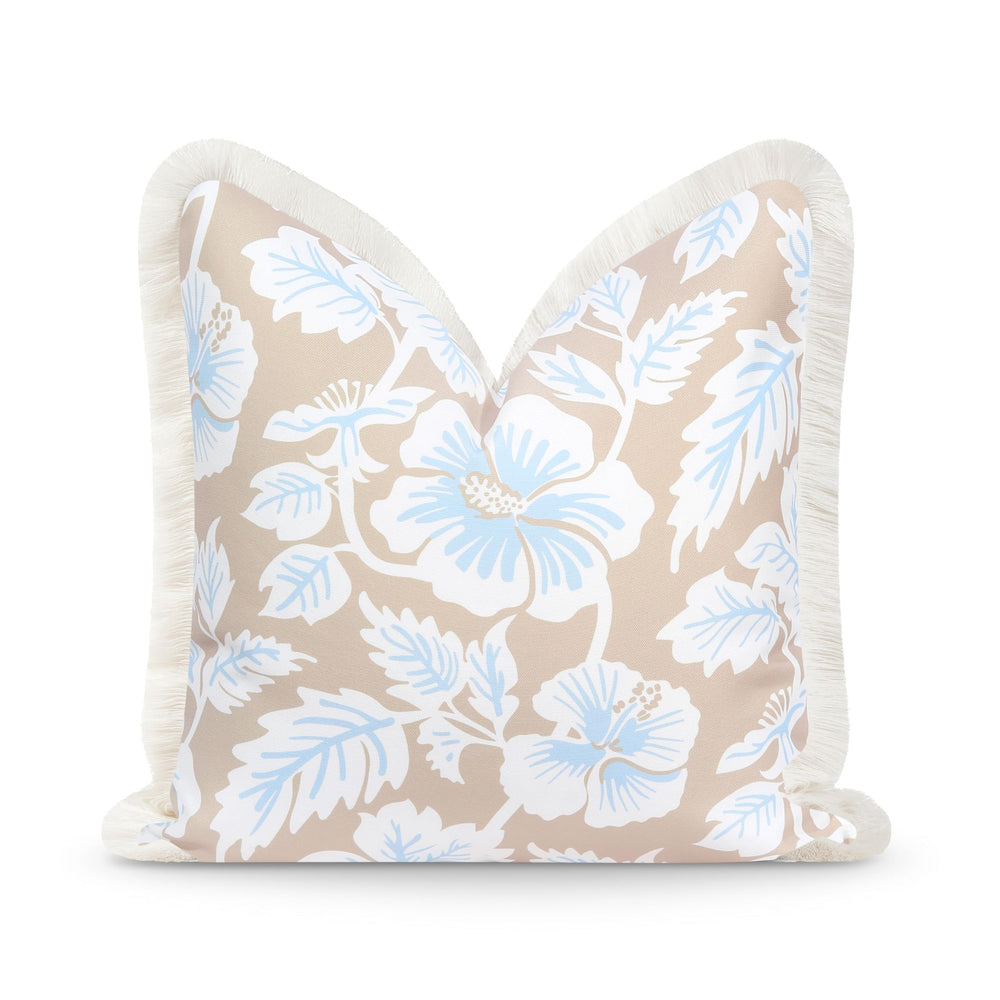 Hofdeco Premium front view showing baby blue hibiscus print and coastal appeal