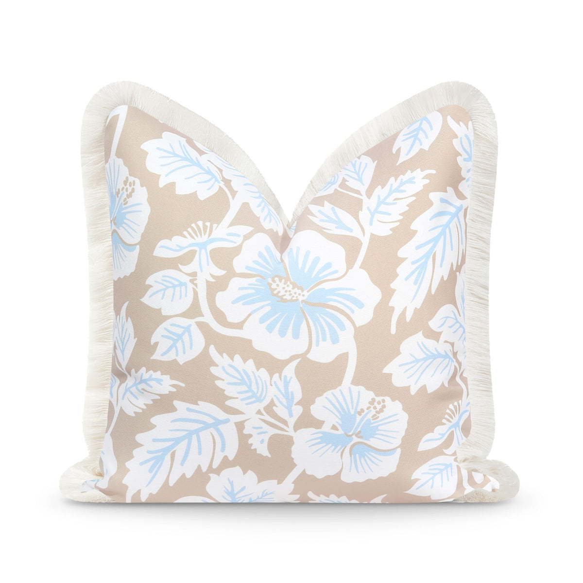 Hofdeco Premium front view showing baby blue hibiscus print and coastal appeal