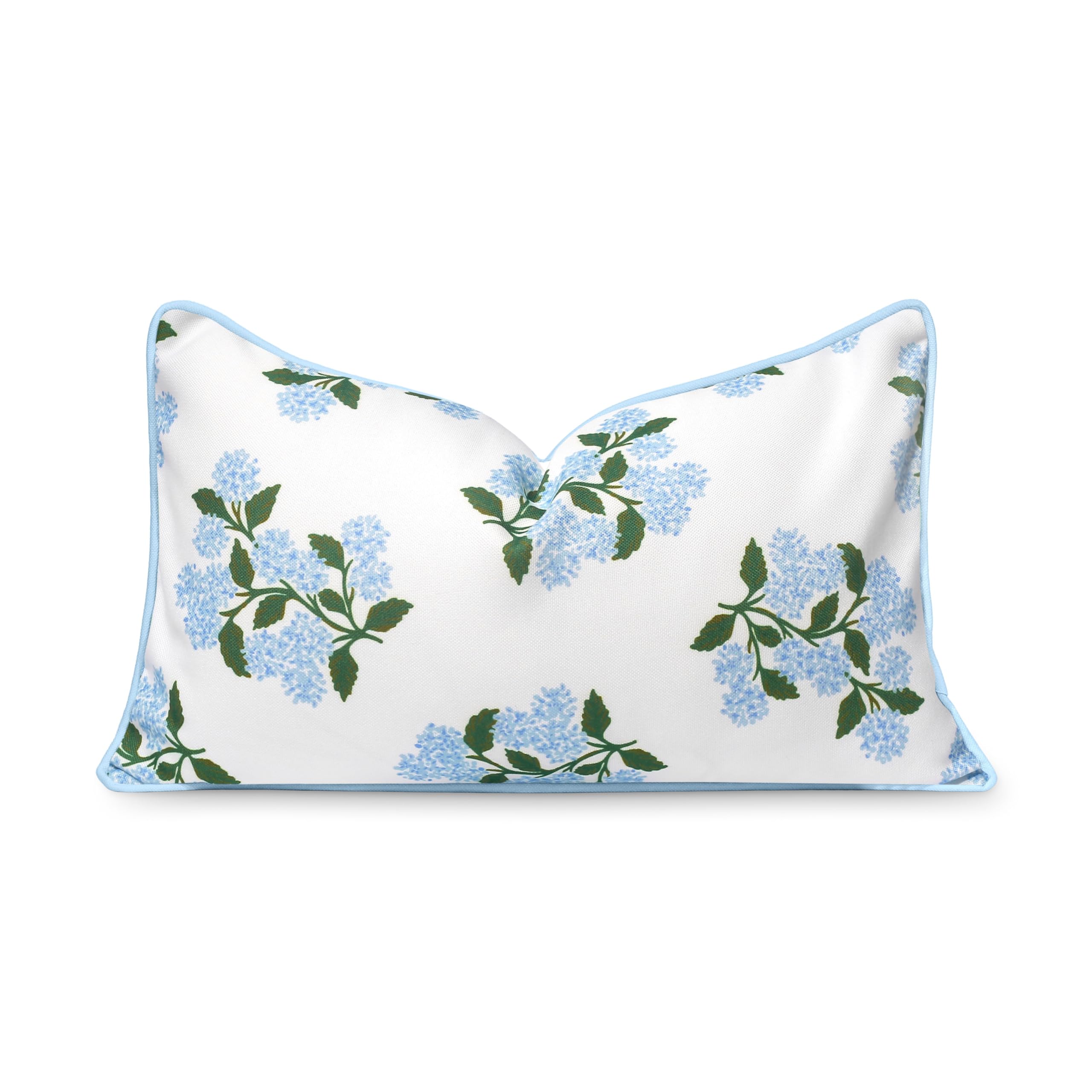 Hofdeco Premium front view baby blue hydrangea cover showing coastal style and easy refresh