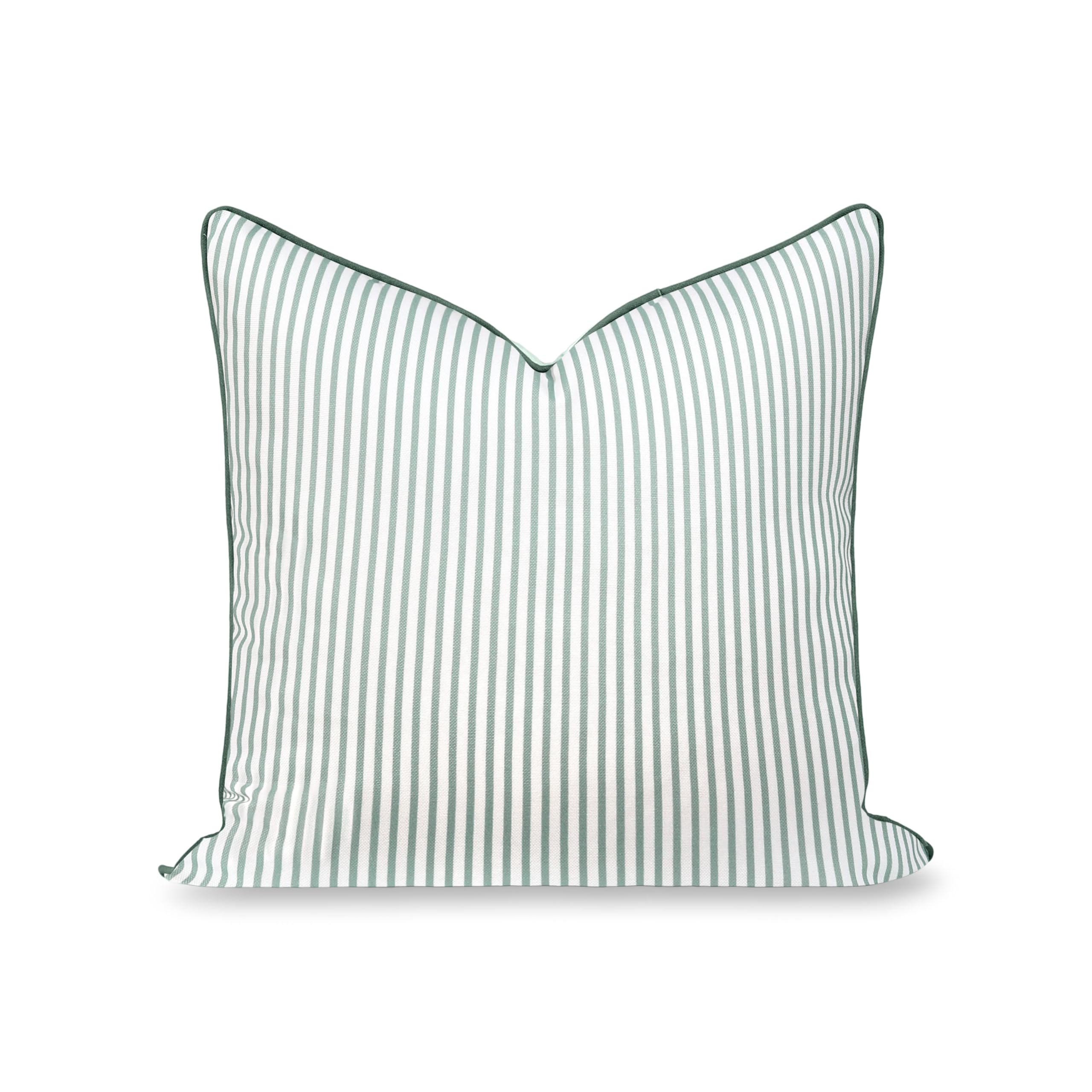 Hofdeco Premium front view showing celadon green stripes and tailored look