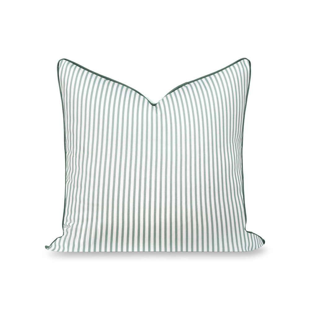 Hofdeco Premium front view showing celadon green stripes and tailored look