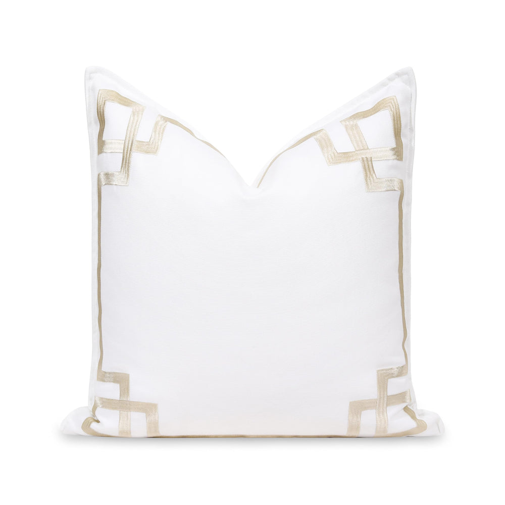 Hofdeco Premium front view showing Greek key embroidery and coastal benefit