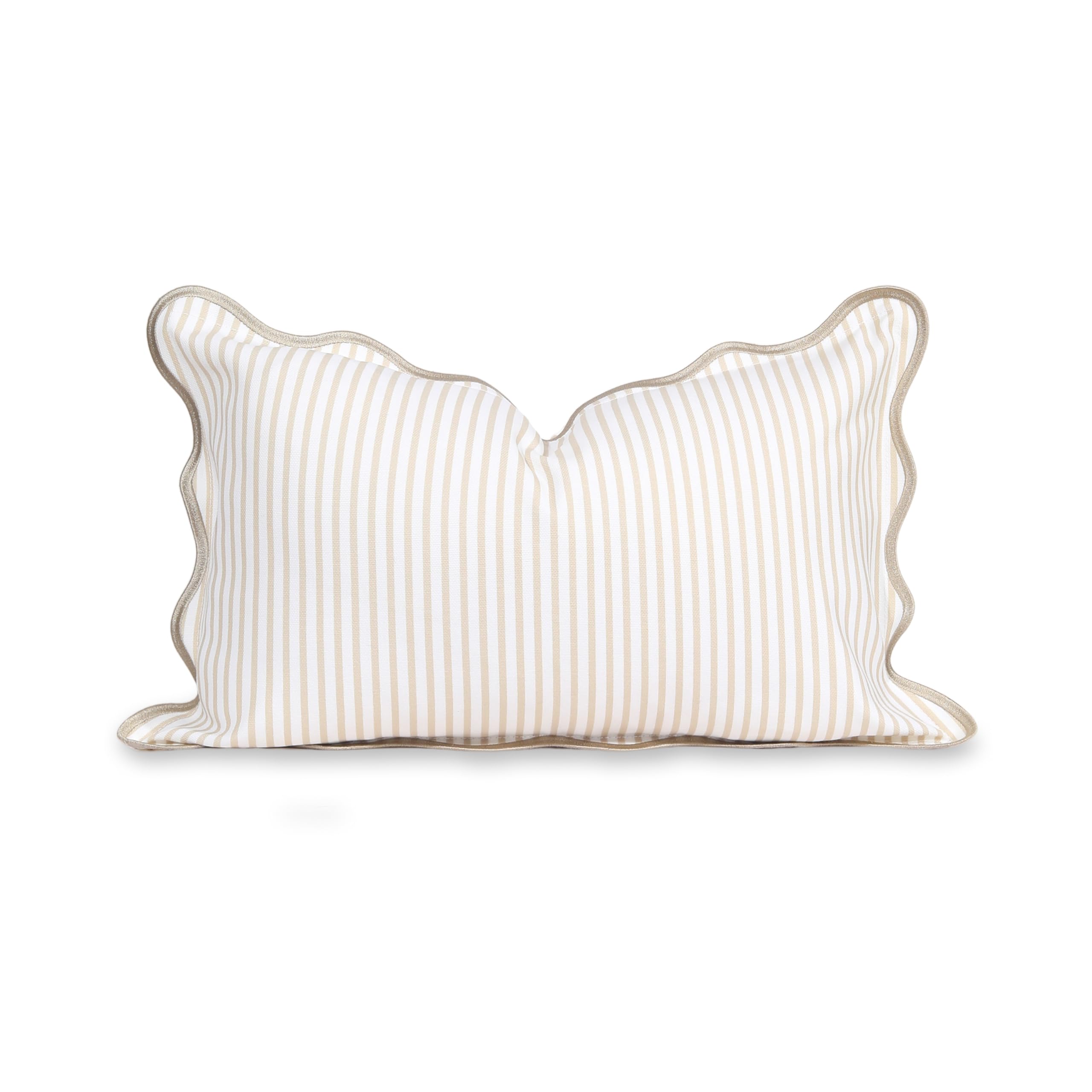 hofdeco premium front view of tan striped lumbar cover showing coastal look and versatility