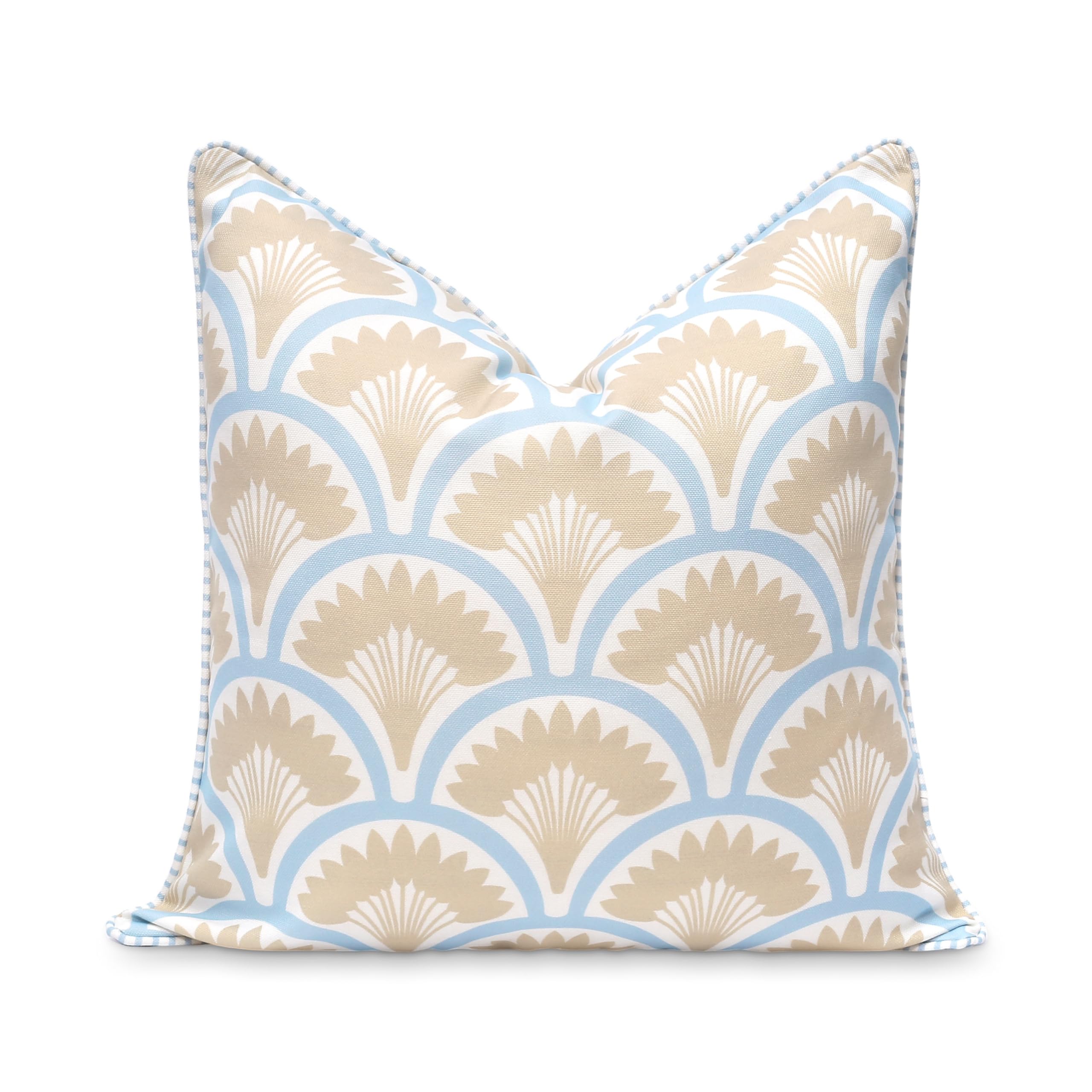 Hofdeco Premium front view coastal pillow cover adds breezy color and weather resistance
