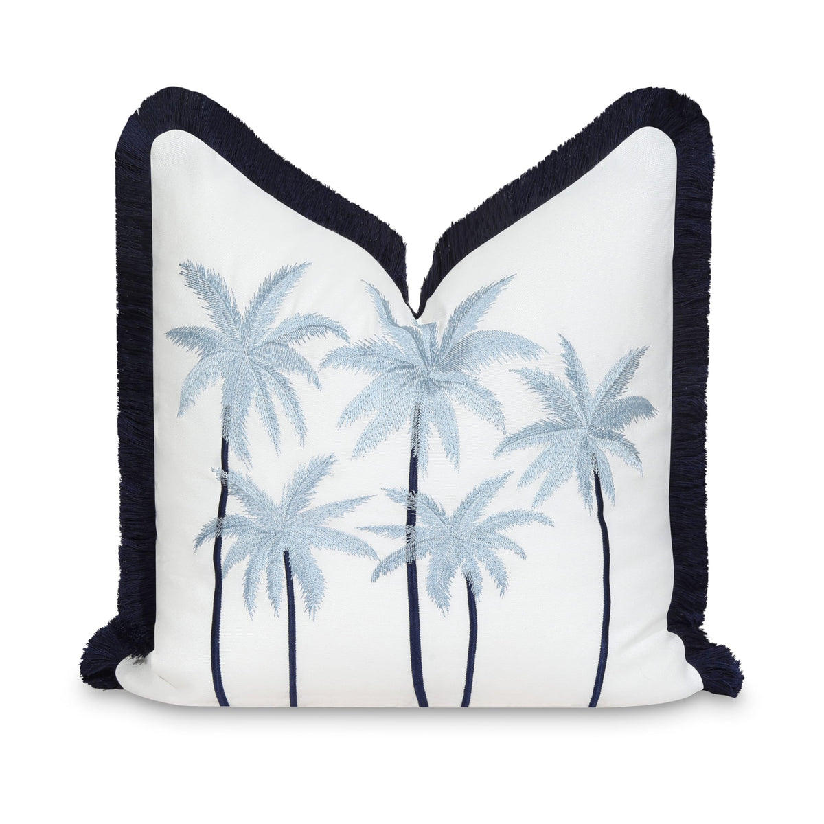 Hofdeco Premium front view embroidered coconut trees showing coastal style and easy care