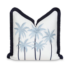Hofdeco Premium front view embroidered coconut trees showing coastal style and easy care