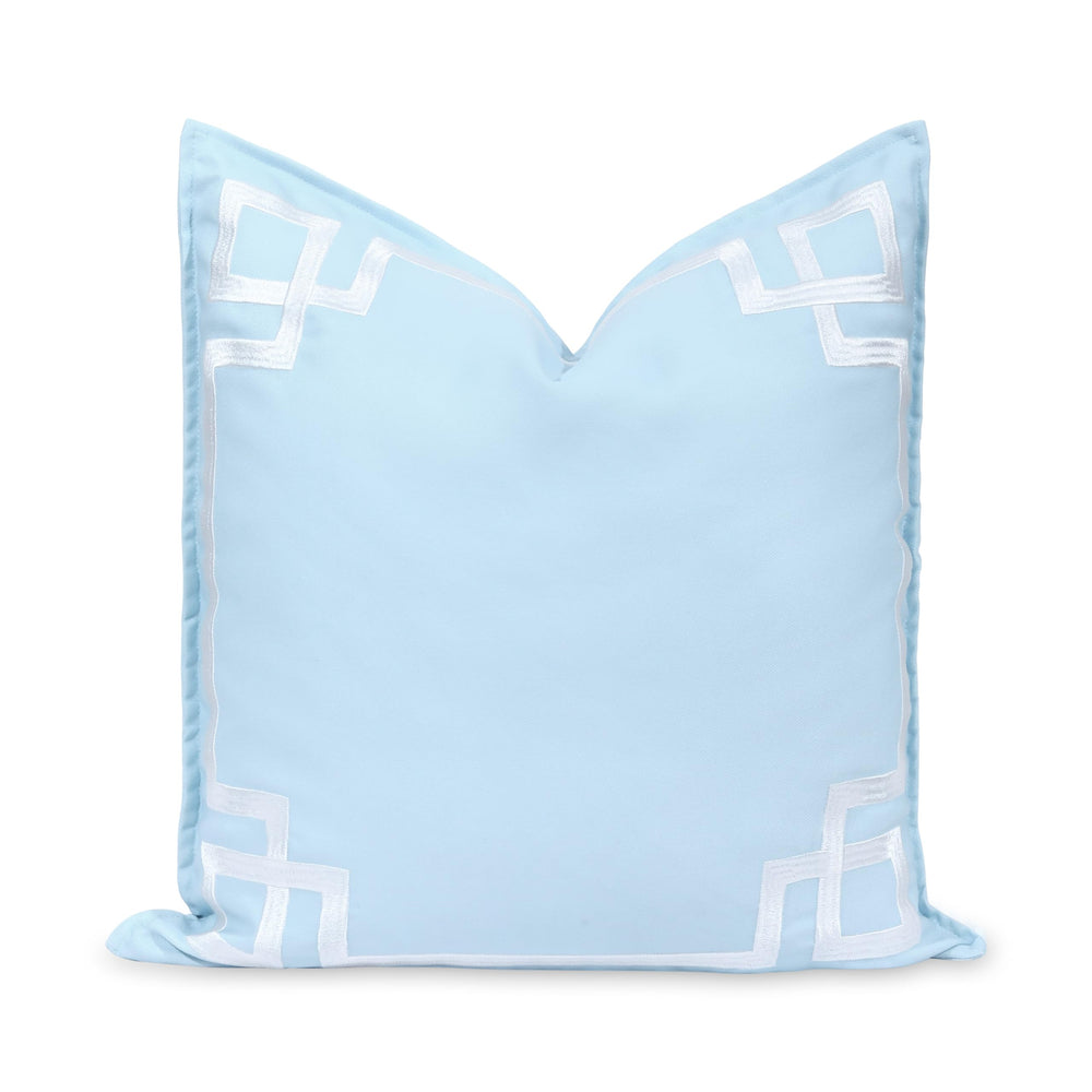 Hofdeco Premium front embroidered Greek key adds coastal elegance