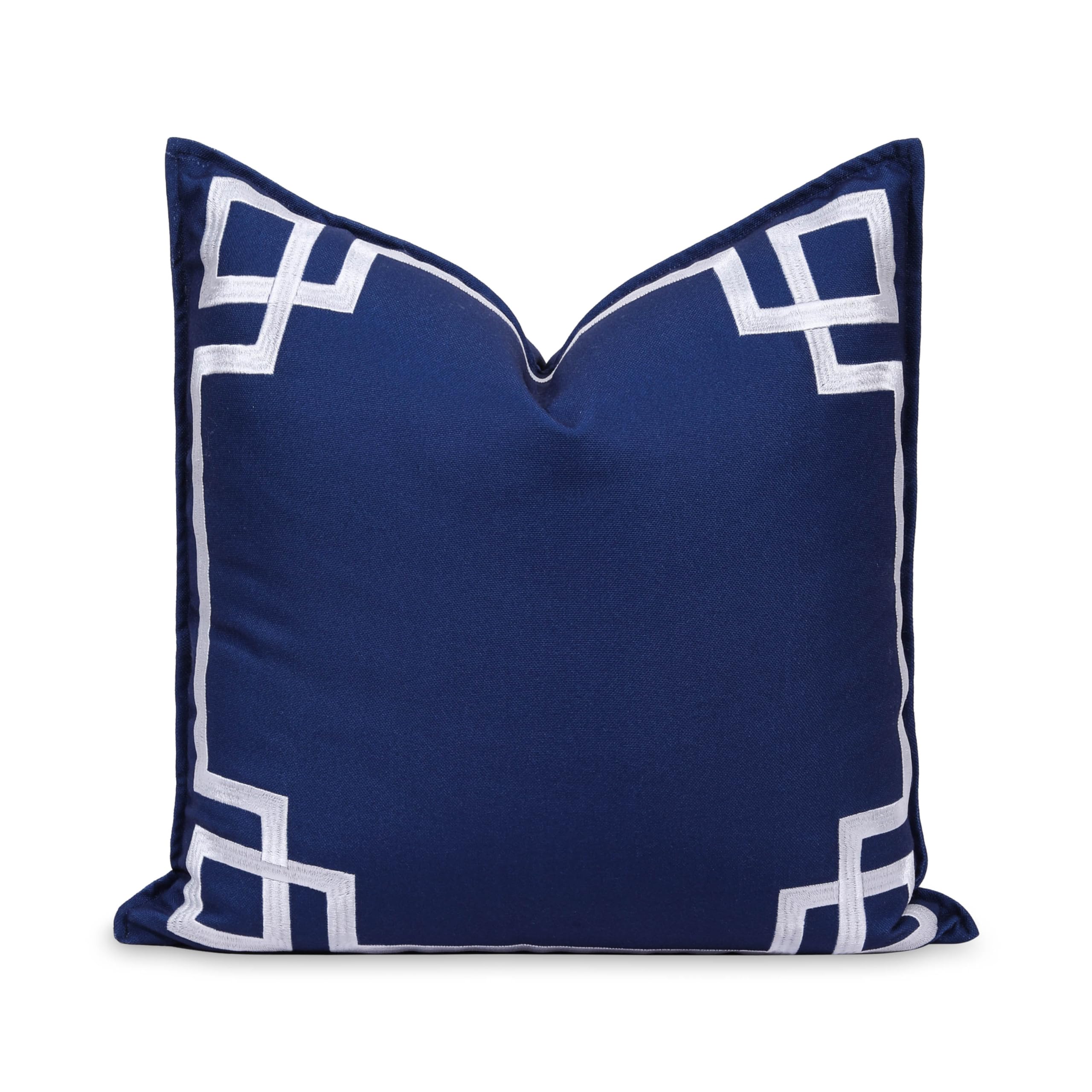 Hofdeco Premium front view embroidered Greek key, elegant coastal accent