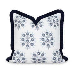 Hofdeco Premium front view navy embroidered cover showing coastal style and visual appeal
