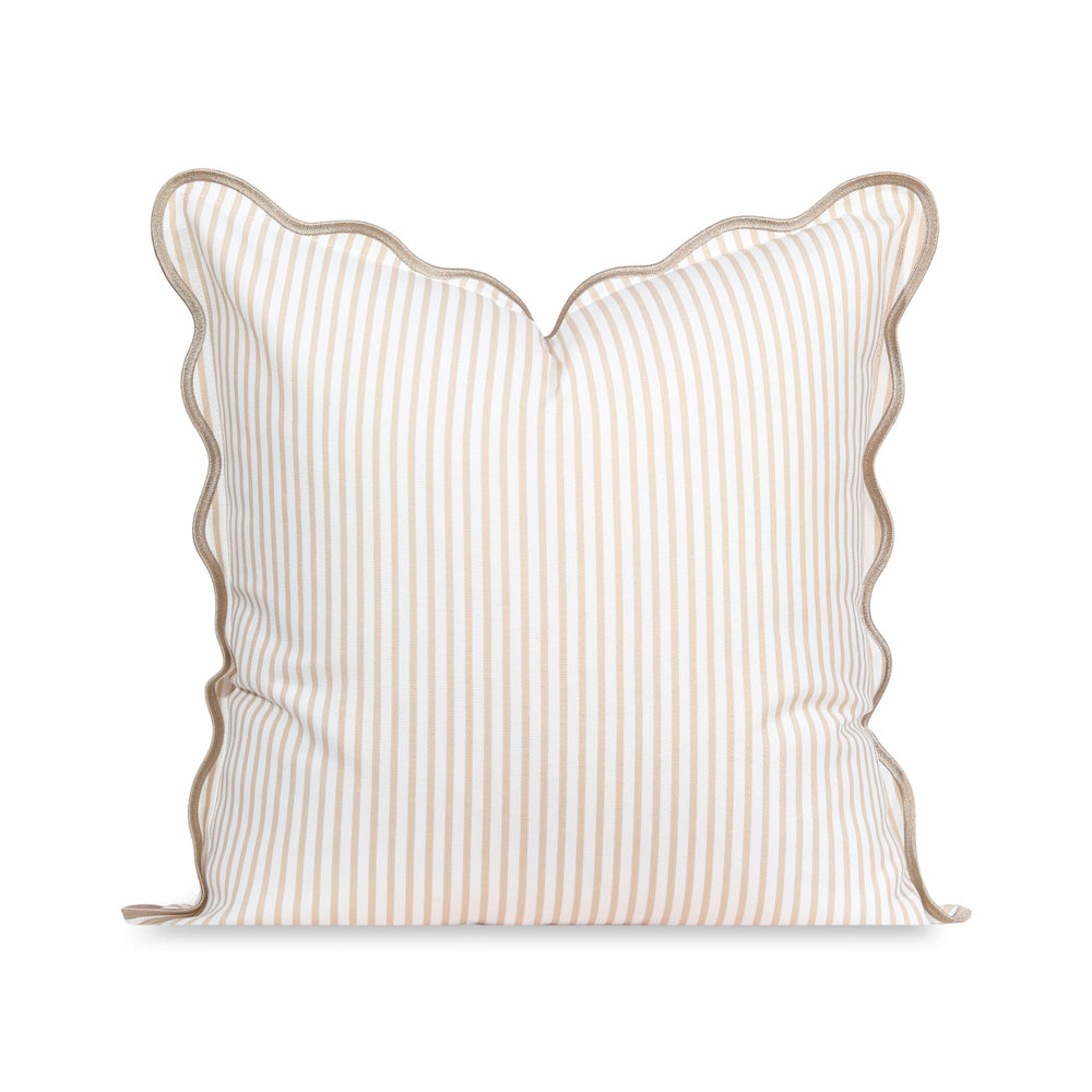 Hofdeco Premium front view showing tan stripes and scalloped trim for coastal style
