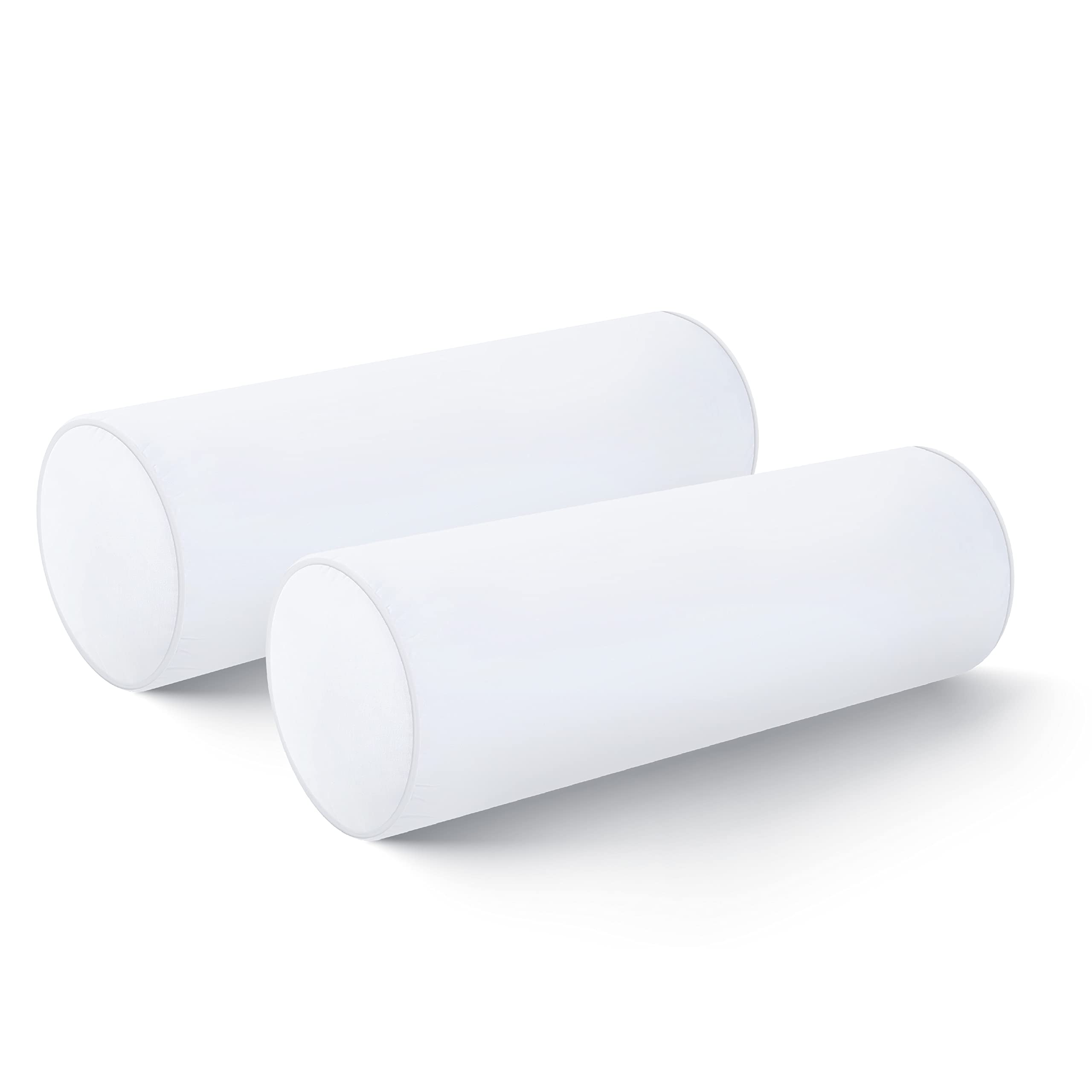Hofdeco Premium front view of two white bolster inserts showing full shape and loft