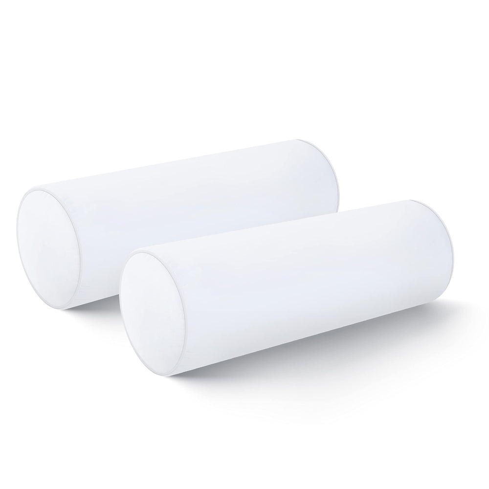 Hofdeco Premium front view of two white bolster inserts showing full shape and loft