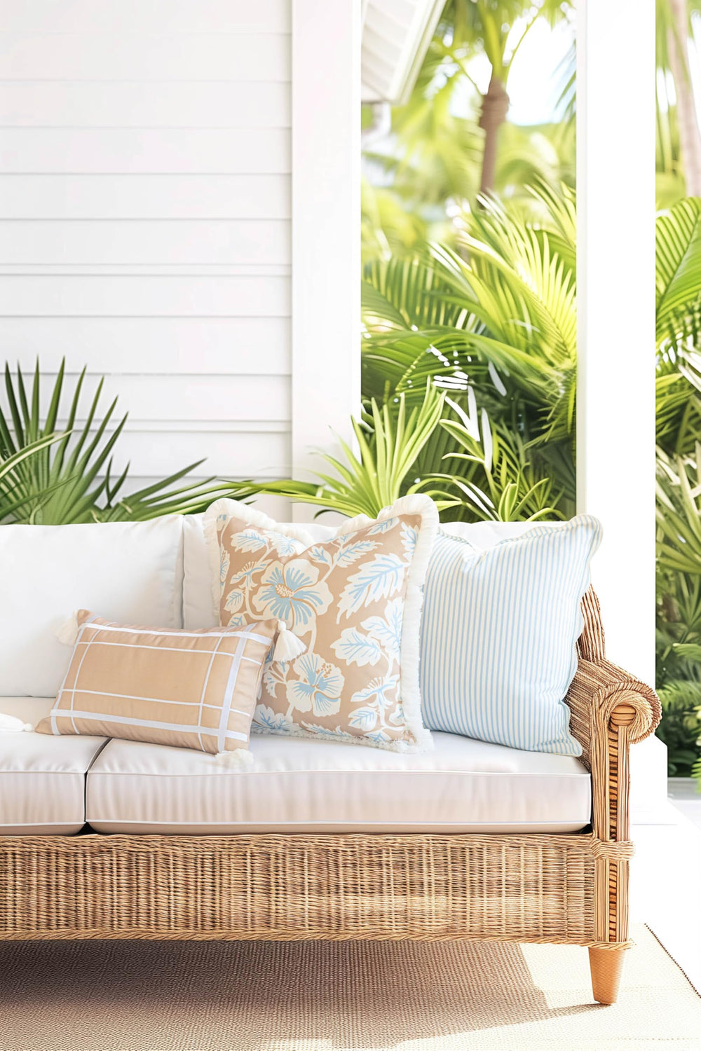 Hofdeco Premium scalloped edge detail showing neat trim for a tailored coastal look