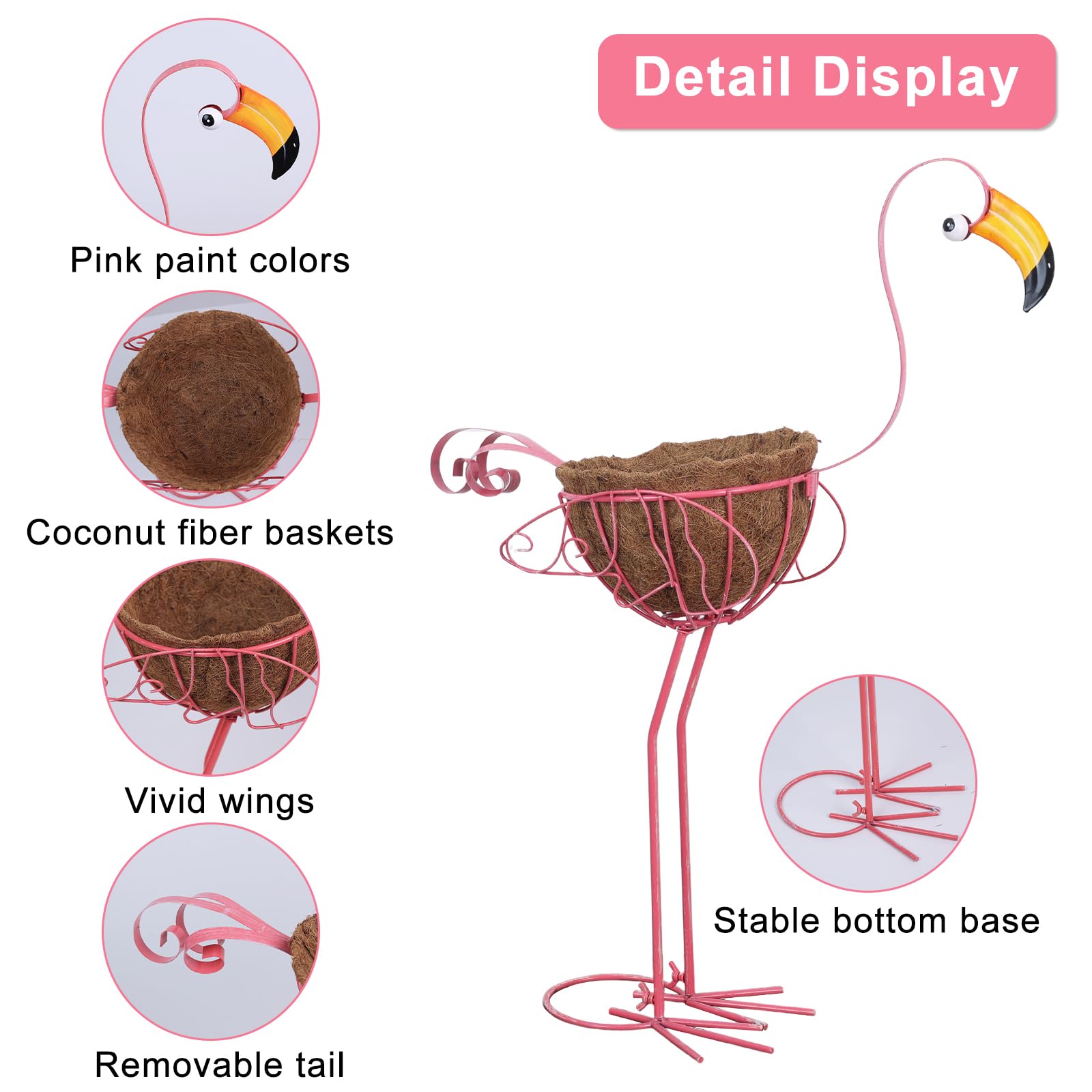 hogardeck flamingo coconut fiber basket close-up promoting healthy root airflow
