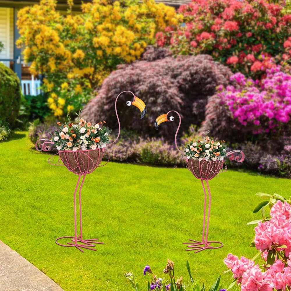 hogardeck flamingo displayed on porch adding color and charm to entrance