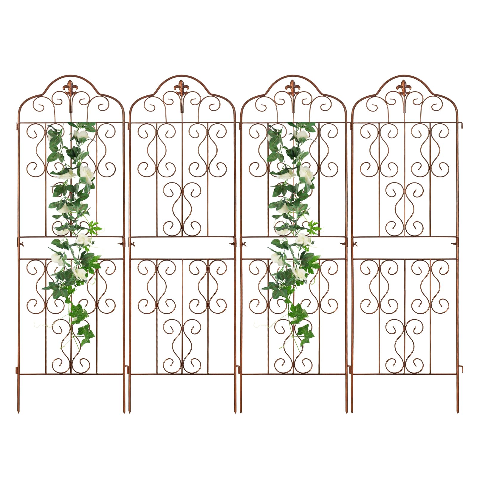 hogardeck front view trellis panel showing decorative bronze finish and sturdy frame benefit adds elegance
