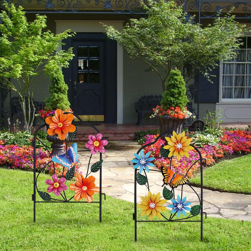 hogardeck stakes inserted into a planter adding instant color and curb appeal