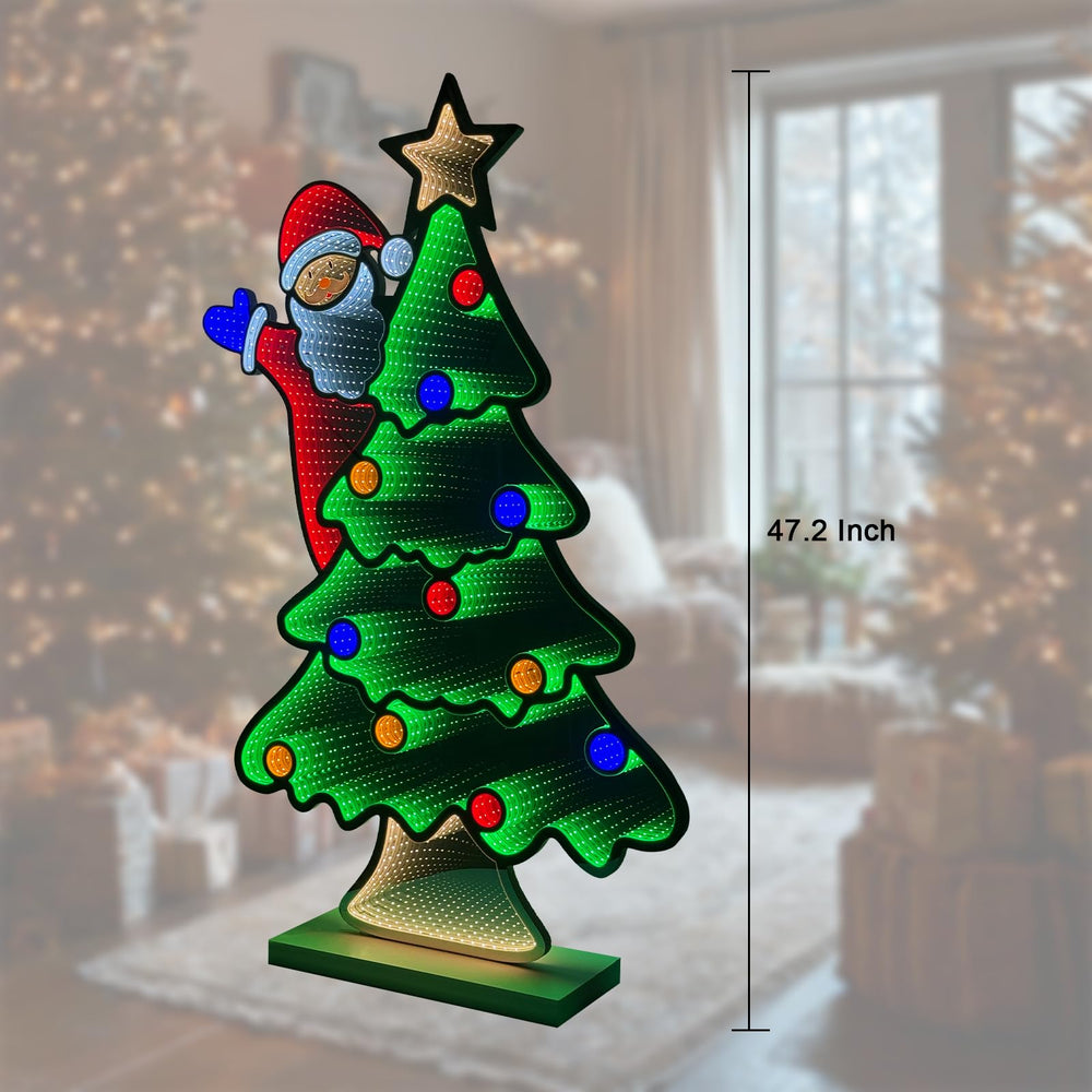 hogardeck tree and star topper detail emphasizing bright ornaments and star