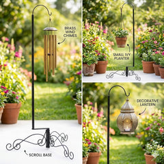 HOHIYA shepherd hook holding bird feeder for easy backyard viewing