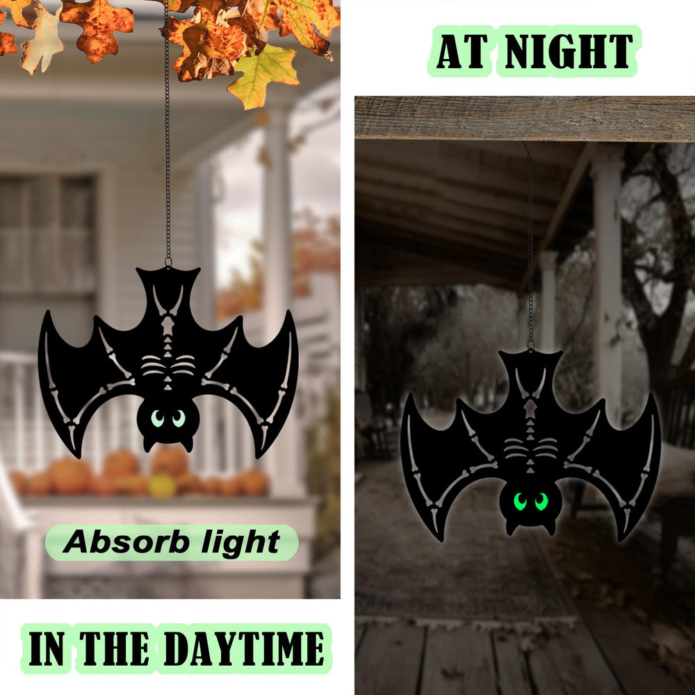 Hokfirm bats arranged on porch for welcoming haunted-house entry appeal