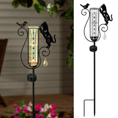 Hokfirm black cat stake front view adding decorative weather measurement