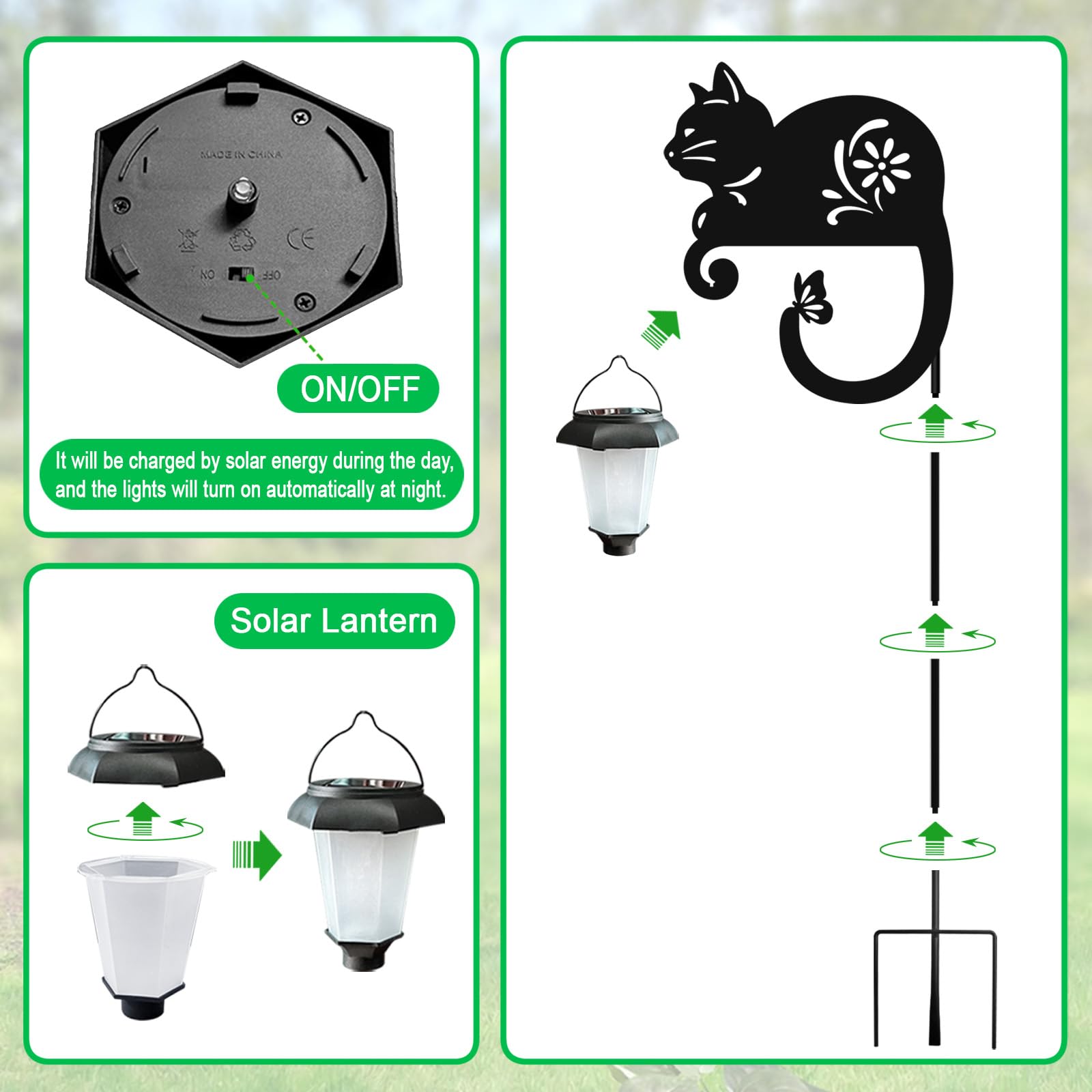 Hokfirm cat multiple stakes in garden creating cohesive landscape lighting