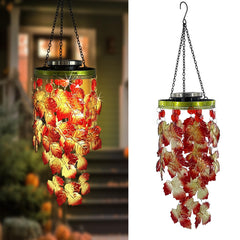Hokfirm front view showing maple-leaf chimes and soft LED glow for curb appeal