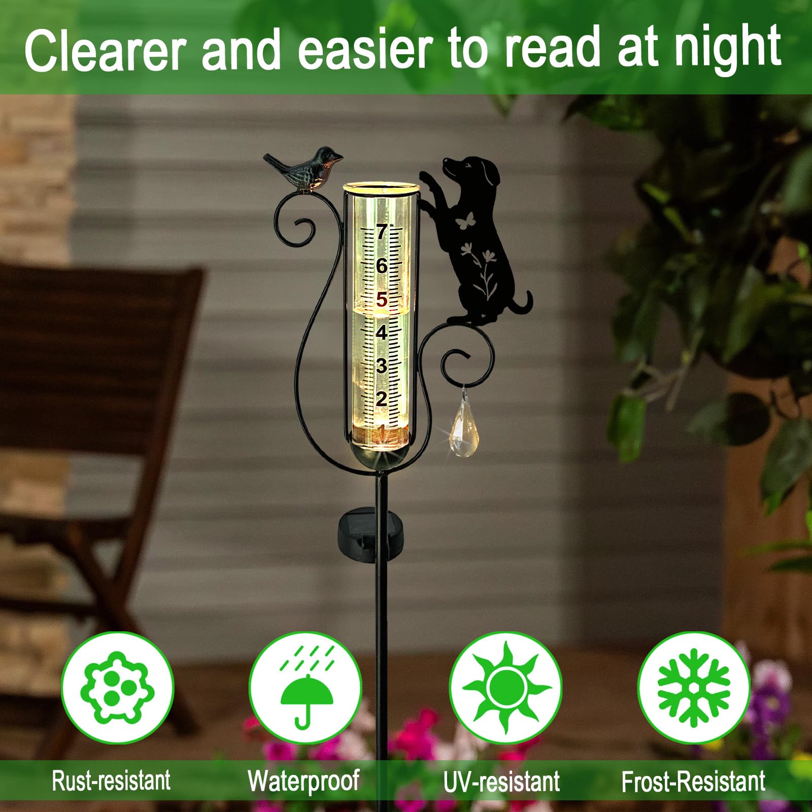 hokfirm glass tube with large scale, provides clear rainfall readings