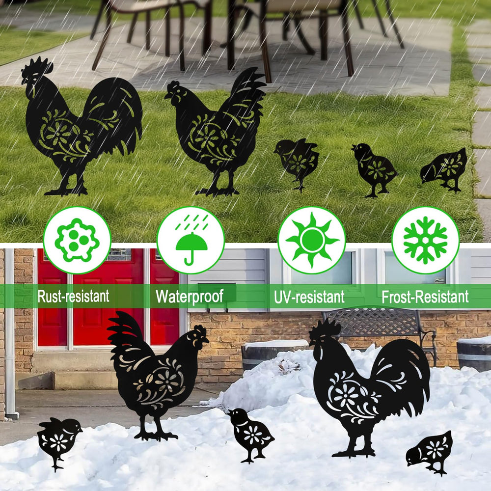 Hokfirm hen and chicks grouped in flowerbed adding whimsical garden interest