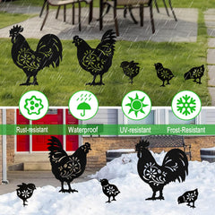 Hokfirm hen and chicks grouped in flowerbed adding whimsical garden interest