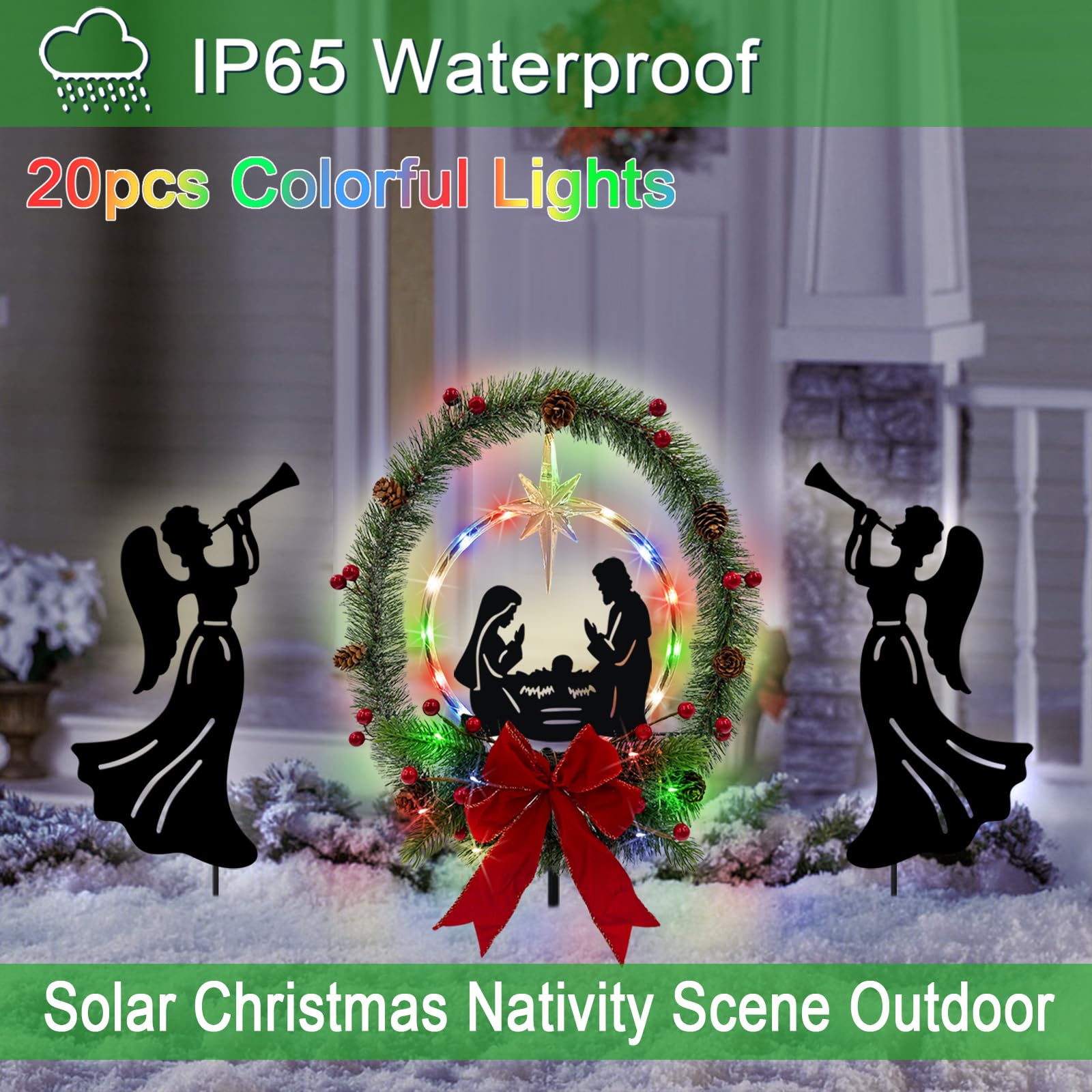 hokfirm night display in yard with soft multicolor glow enhancing garden
