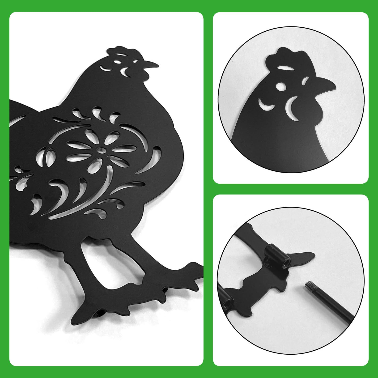 Hokfirm metal chicken next to ruler showing size and scale for planning