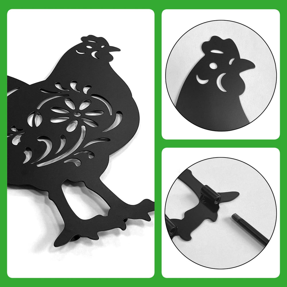 Hokfirm metal chicken next to ruler showing size and scale for planning