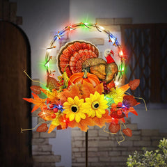 Hokfirm turkey stake front view showing colorful harvest decor and visual appeal