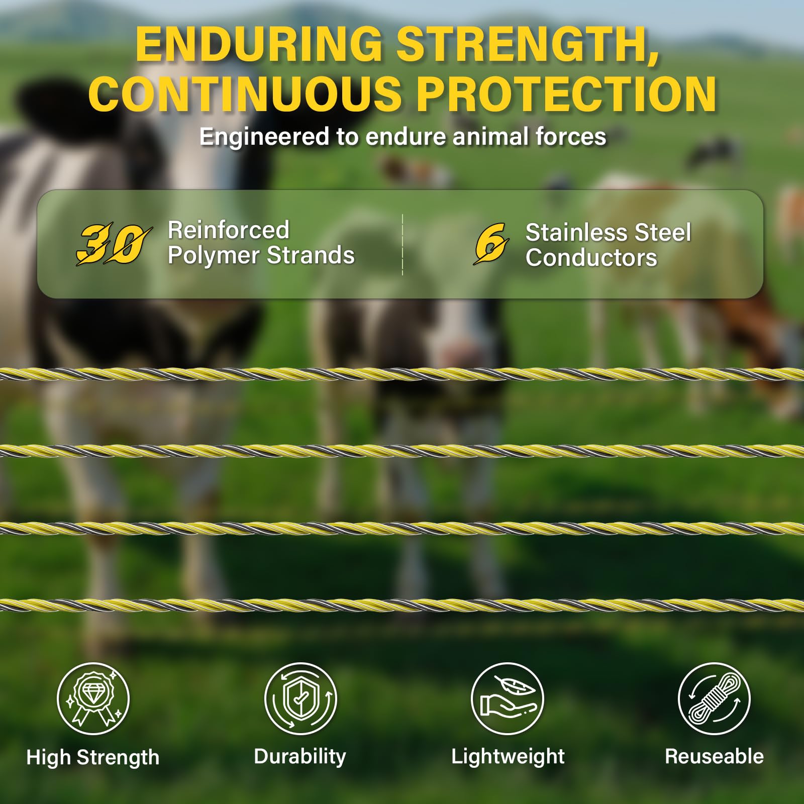 HOKINETY polywire deployed in a paddock for fast temporary fencing
