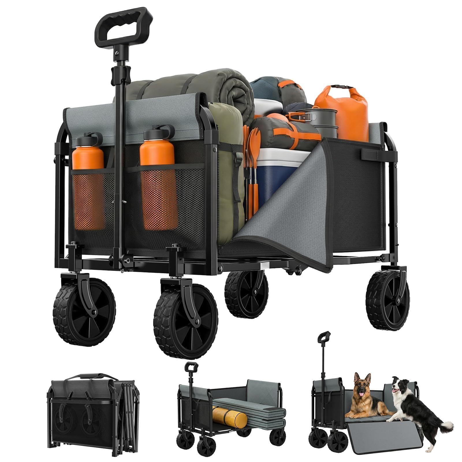 Holacamking front view showing compact fold for easy transport